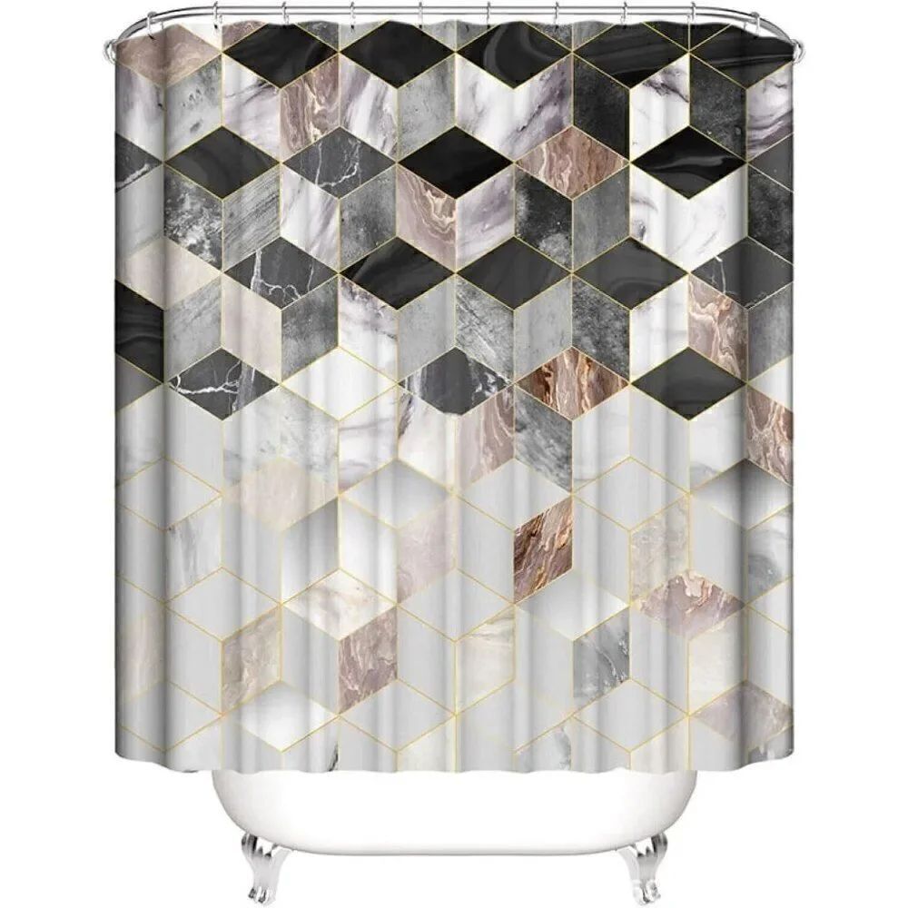 Bathroom Shower Curtain Abstract Modern Geometric Marble
